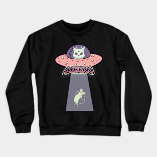 Alien cat in UFO, funny cat lover gift Crewneck Sweatshirt